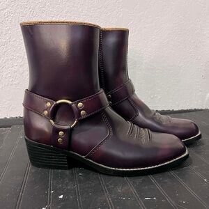 Vintage Tuff engineer motorcycle brown Unisex leather boots Tawain rare 70’s